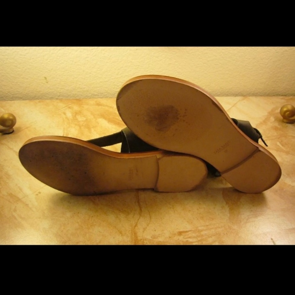 Zara Basic Black Leather Gladiator Sandals Sz 7 - image 4